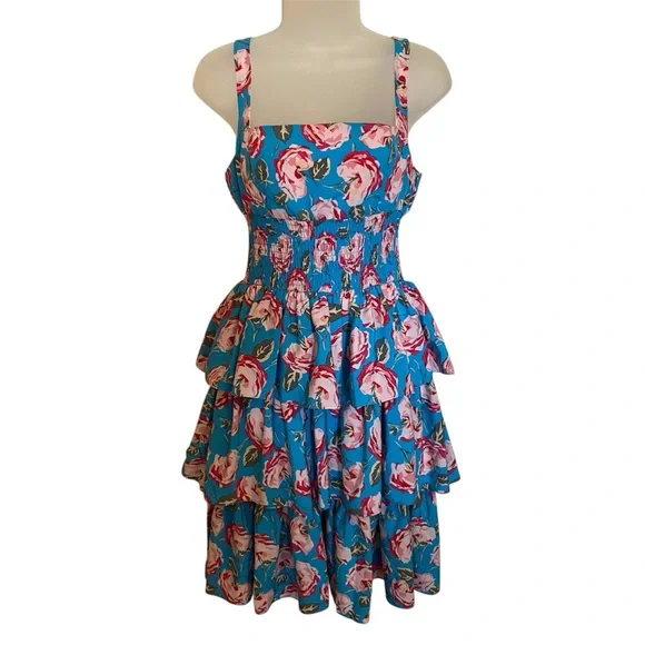 Betsey Johnson | Dresses | Betsey Johnson Blue Floral Dress | Poshmark